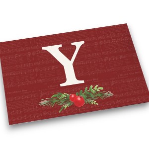 Personalization Mall Nostalgic Noel Burgundy Doormat, 18 x 27 - 1 of 1