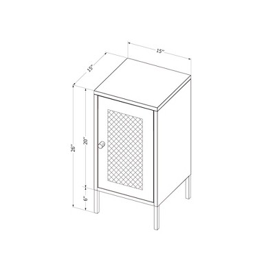 White Metal Mesh Scandinavian Nightstand with Gold Handle