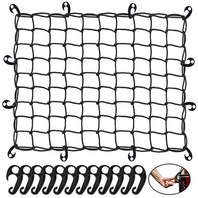 Mockins 39" X 36" Heavy Duty Bungee Cargo Net | Stretches to 80" X 75" | 12 Hooks