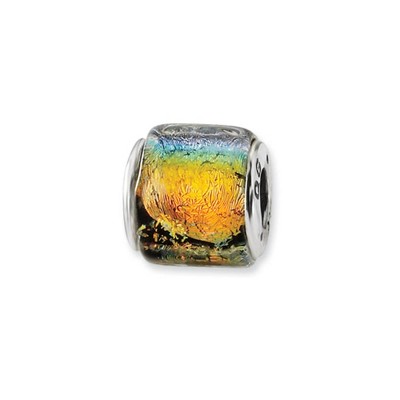 Black Bow Jewelry Sterling Silver Rainbow Dichroic Glass Bead Charm