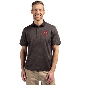 Cincinnati Reds Cutter & Buck Virtue Eco Pique Micro Stripe Recycled Mens Big & Tall Polo - 1 of 1