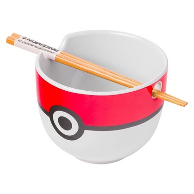 Silver Buffalo Pokemon Pokeball 20 Ounce Ceramic Ramen Bowl with Chopsticks