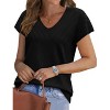 Women's V - Neck Cap Sleeve Knit Blouse Summer Casual Tops - 3 of 3
