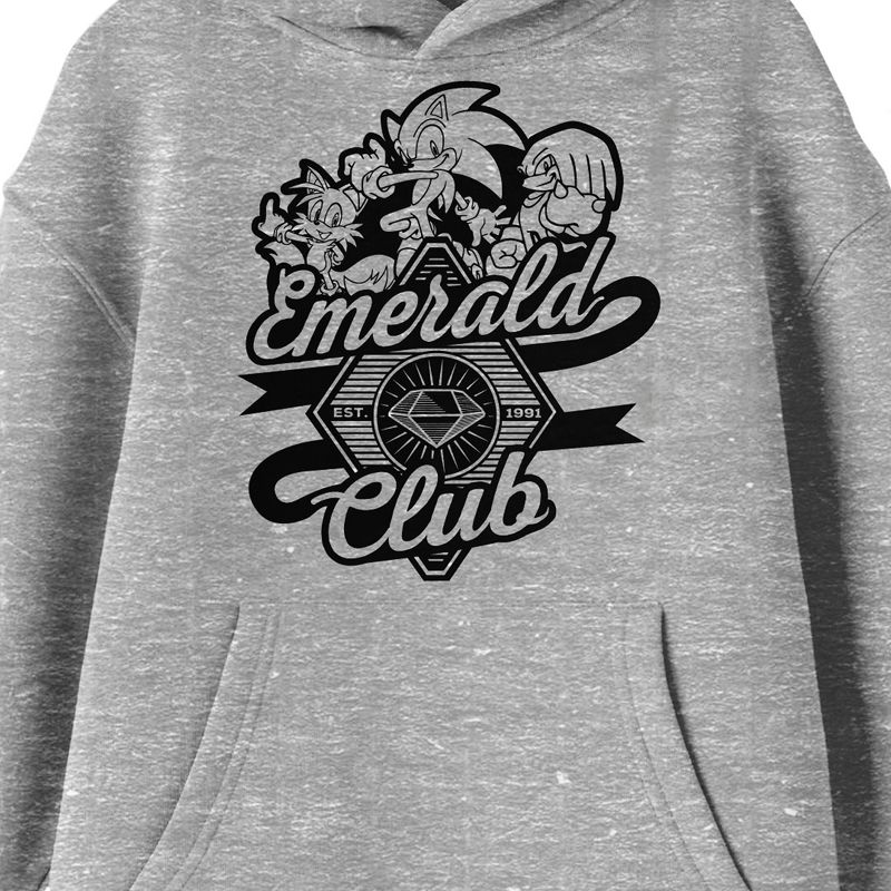 Sonic The Hedgehog Modern Emerald Club Graphic Long Sleeve Athletic Heather Youth Hooded Sweatshirt, 2 of 4