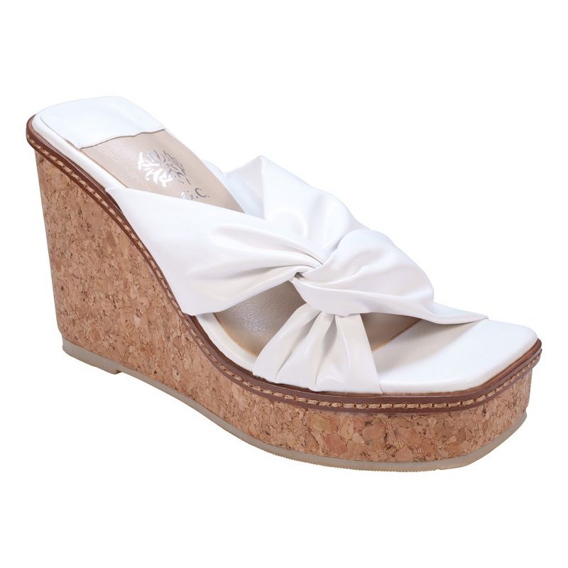 GC Shoes Neila Knotted Squared Toe Cork Slide Wedge Sandals, 1 of 6