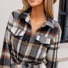 Women's Plaid Collared Long Sleeve Front Button Mini Shirt Dress -Cupshe - 2 of 4