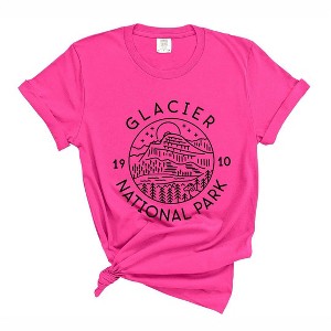 Simply Sage Market Women's Glacier National Park Short Sleeve Garment Dyed Tee - 1 of 4
