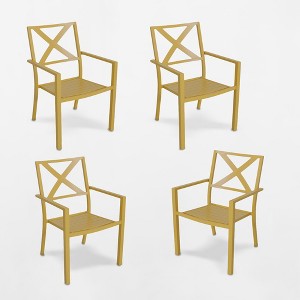 Afton 4pk Metal Stack Patio Dining Chair Yellow - Threshold