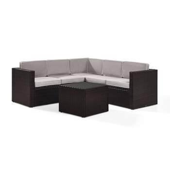 Palm Harbor 6pc Outdoor Wicker Sectional Set - Gray - Crosley