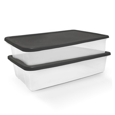 Homz Plastic Multipurpose Stackable Storage Container Bins with Secure Latching Lid for Home and Office Organization