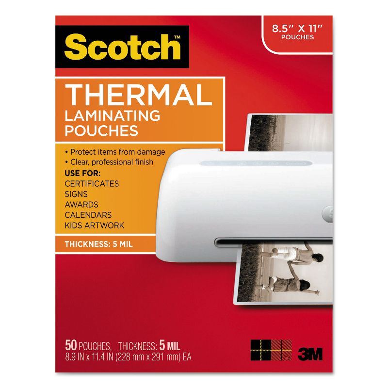 Scotch Letter Size Thermal Laminating Pouches 5 mil 11 1/2 x 9 50/Pack TP585450, 1 of 10