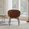 Mid-Century Modern Shell Chair Single Side Chair Tripod Black Leather Lounge Chair - 2 of 4