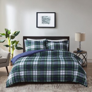 Stylish Plaid Print Comforter Mini Set, All Season Bedding Sets, Cozy Home Textile fits Modern Bedroom Decor - 1 of 4
