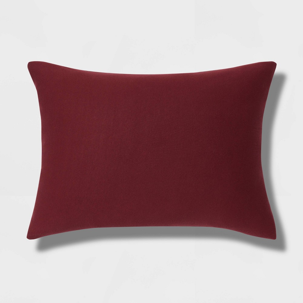 Photos - Pillowcase Standard Jersey Solid Comforter Sham Maroon - Room Essentials™