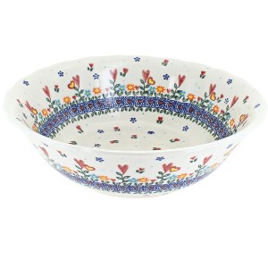 Blue Rose Polish Pottery 204 Vena Large Serving Bowl - 1 of 2