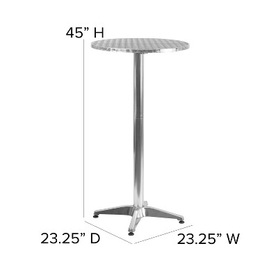 Mellie 23.25" Round Silver Aluminum Indoor-Outdoor Bar Table