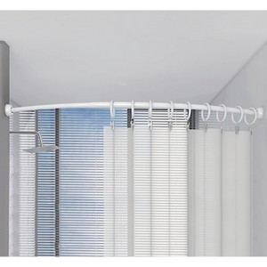 Home Mart Goods White Metal Shower Curtain Curved Rod Rust Resistant Non-Slip - 40"-64" - 1 of 4
