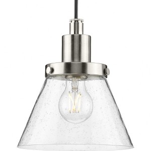 Progress Lighting Hinton 1-Light Mini Pendant, Brushed Nickel, Seeded Glass Shade - 1 of 1