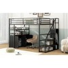 Full Size Metal Loft Bed with Storage Staircase and Wardrobe - 4 of 4
