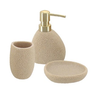 Evideco French Home Goods 3pc Sea Sponge Bathroom Accessory Set - Includes Toothbrush Holder, Soap Dispenser & Soap Dish - 1 of 4