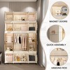 KWPZQEB Portable Wardrobe Closet Storage with Clothes Dresser,  Stackable Storage Box with Hanging Rod and Doors, Wheels for Bedroom, Apartment, White - 4 of 4
