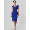 Hobemty Women's Work Square Neck Cap Sleeve Midi Sheath Pencil Dresses - 2 of 4