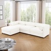 Elegant White Chenille  Sofa with Storage Seat and Ottoman, L-Shaped 3-Seater Cylindrical Backrest and Armrests - 3 of 4