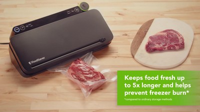 Black Stainless Steel Multi-Use Vacuum Sealer with Roll Storage