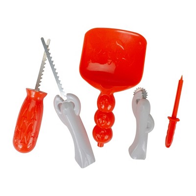 Northlight 11" White and Orange Pumpkin Carving Kit