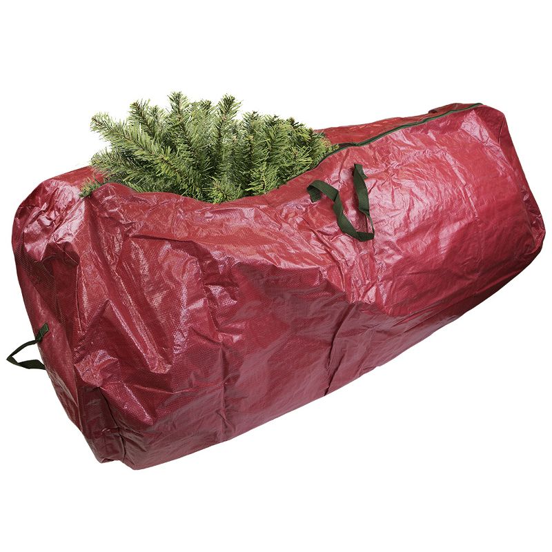 Home Basics Textured PVC Artificial Christmas Tree Holiday Storage Bag Organizer with Reinforced Nylon Handles, Red, 3 of 4