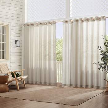 Carmen Sheer Extra Wide Indoor/Outdoor Single Window Curtain for Patio, Porch, Cabana, Pergola, Deck - Elrene Home Fashions
