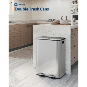 Kitchen Trash Can, Stainless Steel Trash Bin with Lid and 2 Removable Inner Buckets, Soft-Close Foot Pedal, Fingerprint-Resistant PP Inner Buckets - 1 of 4