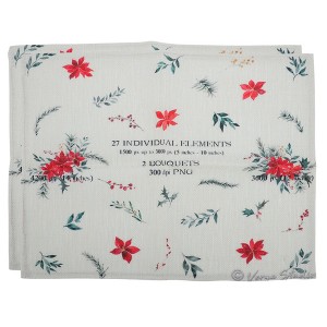 Unique Bargains Christmas Place Mats Linen Red Green White 13" x 17.7" 2Pcs - 1 of 4