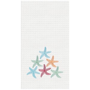 C&F Home Starfish Wonder Embroidered Cotton Waffle Weave Kitchen Towel - 1 of 2