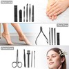 Unique Bargains Stainless Steel Pedicure Nail Clippers Scissors Tool Set Black with Gray PU Leather Black 16Pcs - 2 of 3