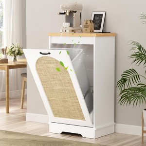 13 Gallon Tilt Out Trash Can Cabinet with Deodorizing Function, Natural - 1 of 4