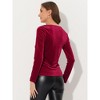 Allegra K Women's Velvet Sweetheart Neck Elegant Long Sleeves Blouses - 4 of 4