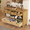47.00" Sideboard Buffet Cabinet Accent Cabinet Elegant Vintage Console Table with Drawers Water Hyacinth Woven Baskets - 3 of 4