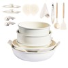 Angel Sar 17-Piece Non-Stick Cookware Set, 5 Pots with 2 Lids & Removable Handles, Oven & Dishwasher Safe Aluminum Pots and Pans, Beige - 2 of 4