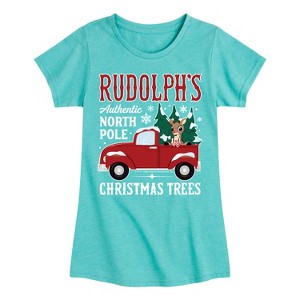 Girls' - Rudolph - Rudolphs Christmas Trees Fitted Short Sleeve Graphic T-Shirt - 1 of 4