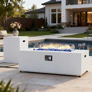 LayinSun 42 Inch Rectangular Gas Outdoor Fire Pit Table with Hidden Fuel Tank - 1 of 4