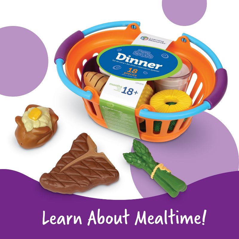 Learning Resouces New Sprouts - Play Dinner Basket, 18 Pieces, Ages 18 mos+, 3 of 8