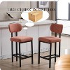 Bar Stools Set of 2, 26 Inch Modern Upholstered Fabric Bar Height Bar Stools orange - 3 of 4