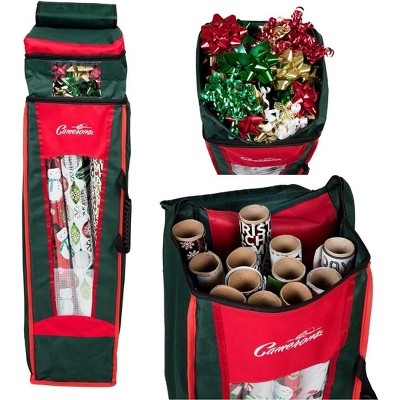 SCS Wrapping Paper and Bow Heavy Duty Woven Decoration Storage Bag Container - Multi Compartment  XL Capacity  Water Resistant w Handles