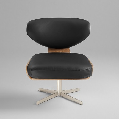 Art Leon Genuine Leather Armless Swivel Accent Chair