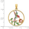 Black Bow Jewelry 14k Yellow Gold & Enamel 24mm Round Hummingbird & Flower Pendant - 4 of 4