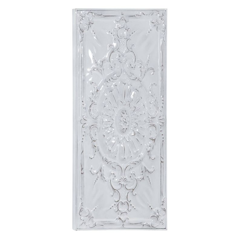 Metal Scroll Wall Decor with Embossed Details White - Olivia &#38; May, 3 of 8