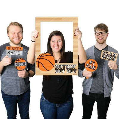 Big Dot of Happiness Nothin' but Net - Basketball - Birthday Party Baby Shower Selfie Photo Booth Picture Frame & Props - Printed on Sturdy Material