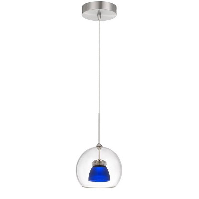 4.75" Integrated LED Dimmable Double Glass Mini Pendant Frosted Clear and Blue - Cal Lighting