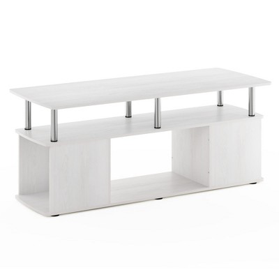 White Oak and Chrome Rectangular Coffee Table with Storage